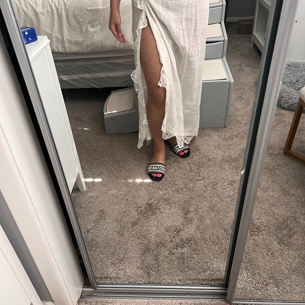 White Lace Linen Skirt